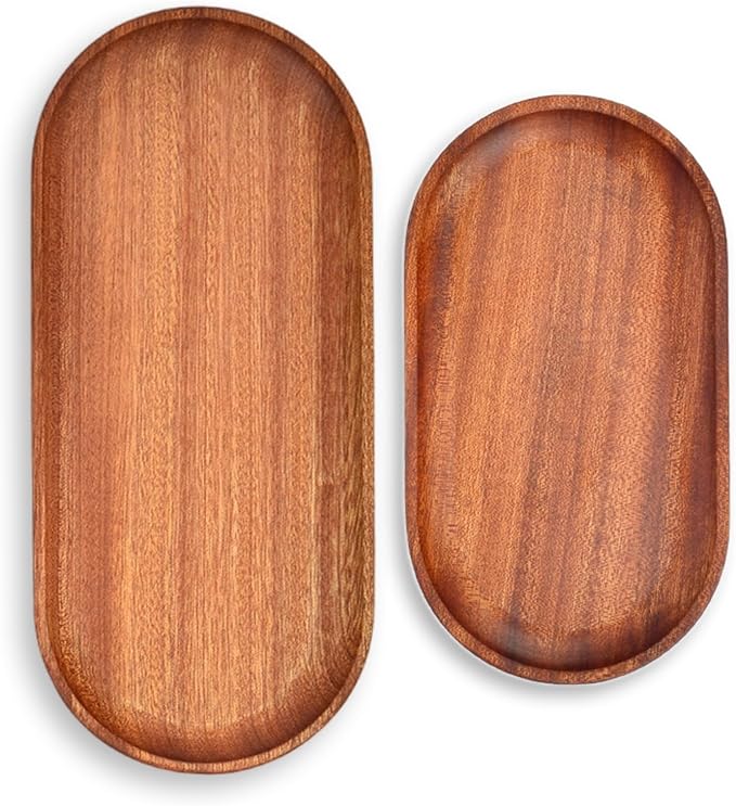 6 Pack Solid Wood Serving Platters and Trays of Natural Wood - Image 2