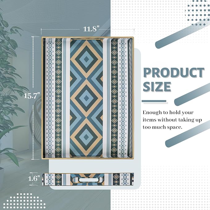 Bohemian Blue Serving Trays, Rectangular Serving Tray - Image 3