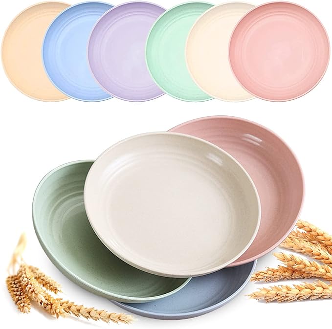 Mfacoy 6 PACK Unbreakable Dinner Plates, 6.9 Inch Wheat Straw Plates, Reusable by Mfacoyisalifestylebrand