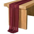 Ling's Moment 10Ft Burgundy Chiffon Like Table Runner by LingsMoment