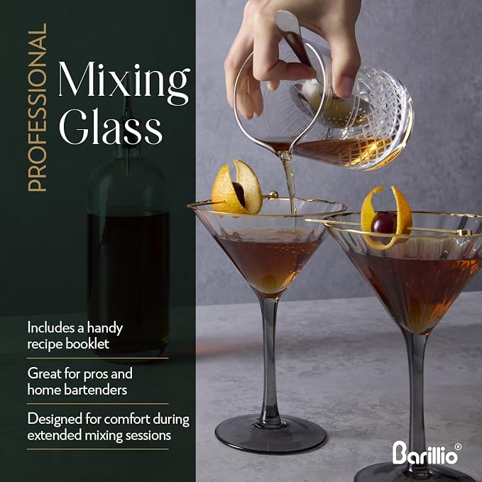 Barillio Crystal Cocktail Mixing Glass - 20 Oz Seamless Weighted - Bartender - Image 6