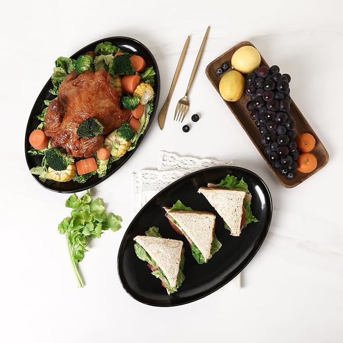 vicrays Serving Platter Ceramic Tray Plates Extra Large Oval 14.5 Inch - Image 3