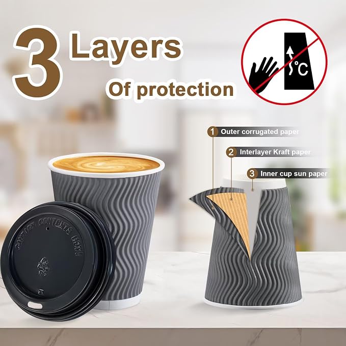 Clawsoff 500 Pack 12 oz Disposable Insulated Coffee Cups - Image 3
