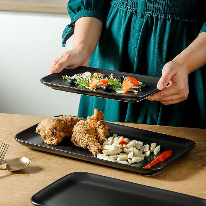 KOOV Ceramic Rectangular Serving Tray, 14/12/10 Inch Large Serving Platter - Image 3