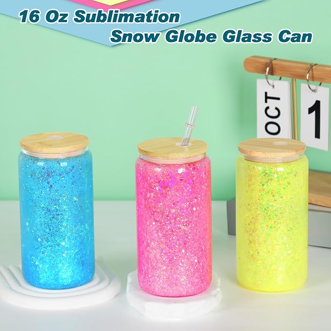 8 Pack 16 Oz Sublimation Snow Globe Tumbler, Snow Globe Cups - Image 5