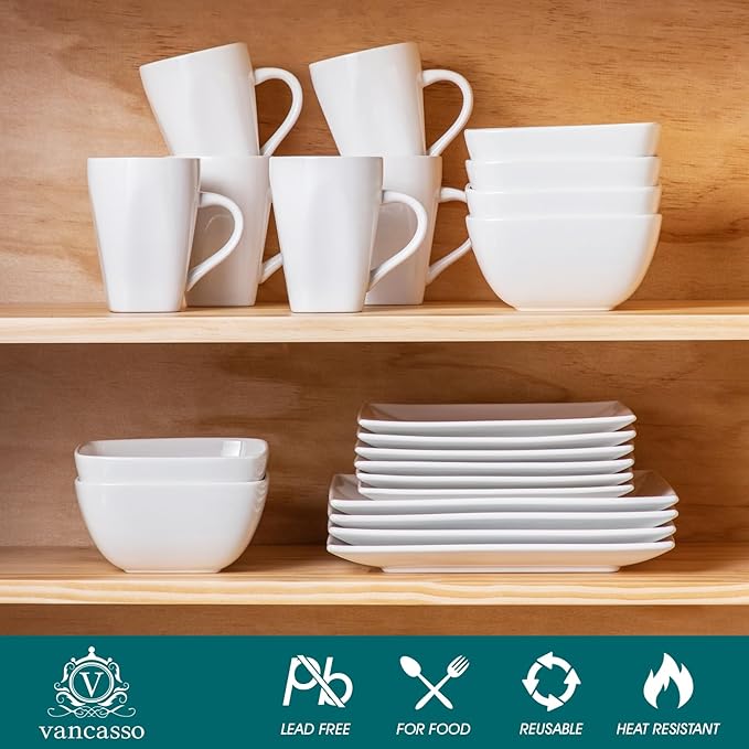 vancasso Soho Dinnerware Sets 24 Pieces, Dinner Plate, Dessert Plate, Cups and - Image 3