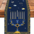 Hanukkah Burlap Table Runner Seasonal Kitchen Dining Linen Table Decoration by Worltoldb