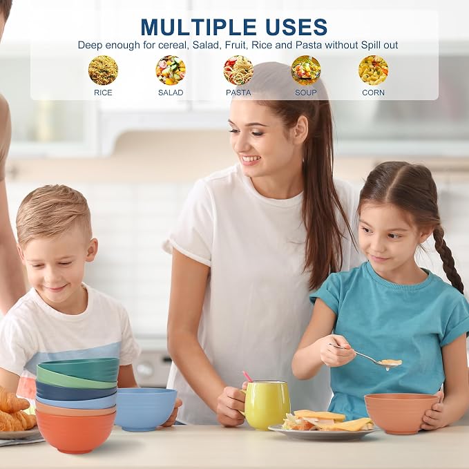HOTEC 12-PACK BPA Free Unbreakable Plastic Cereal Bowls - Image 5