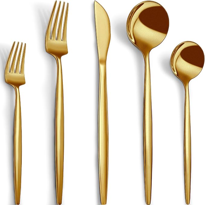CEKEE 40-Piece Gold Silverware Set by CEKEEBakingEasilyHappily