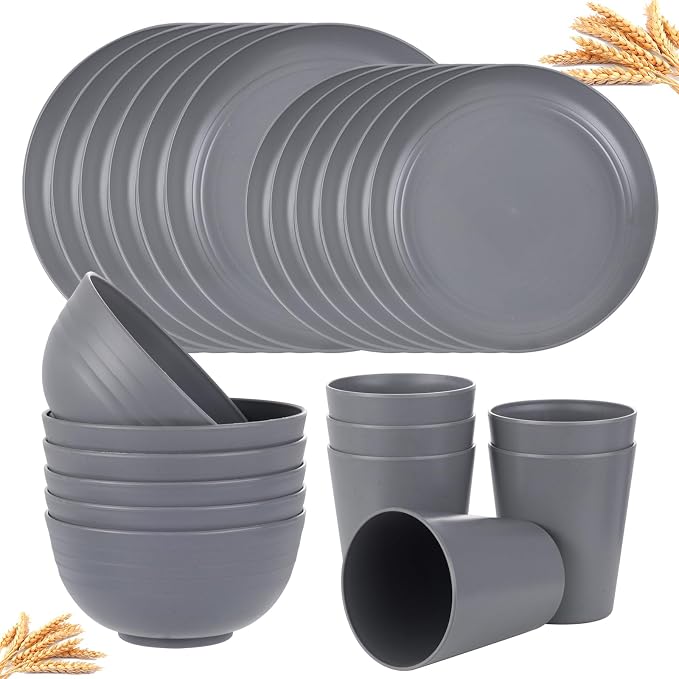 Wheat Straw Dinnerware Sets, Unbreakable Dinner Plates by supernal