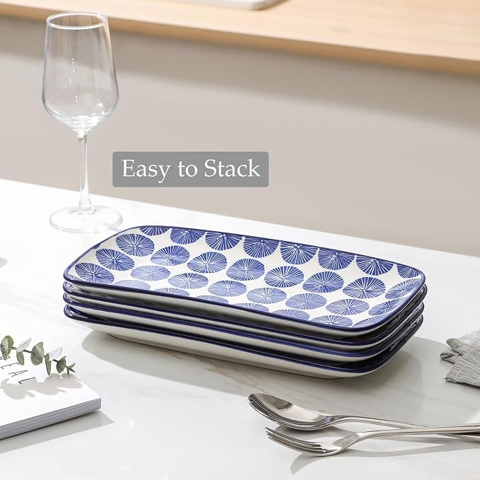Selamica Ceramic Rectangular Serving Platters Set of 4, 12 Inch Serving - Image 4