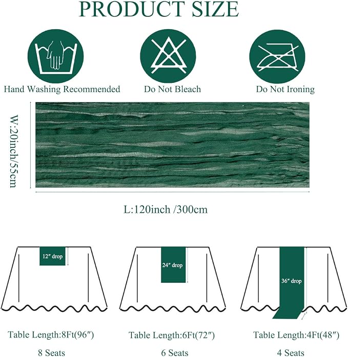 12Pack Emerald Green Cheesecloth Table Runner 20x120inch Gauze Runners | Boho - Image 4