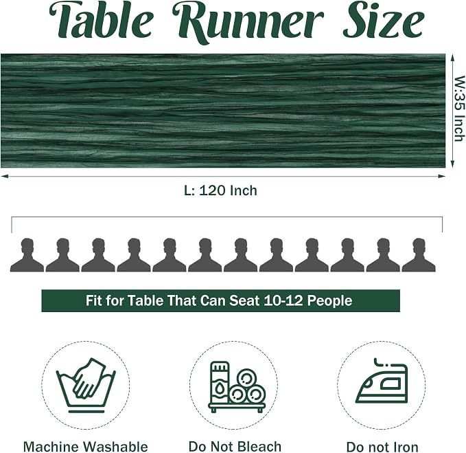 Dark Green 10FT Cheesecloth Table Runner Boho Gauze Fabric Table Runner Rustic - Image 4