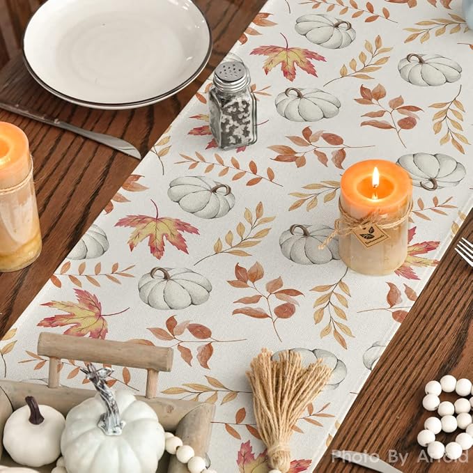 Artoid Mode 210 GSM Fall Table Runner 13x108 Inch Home Party Decor | Orange - Image 7