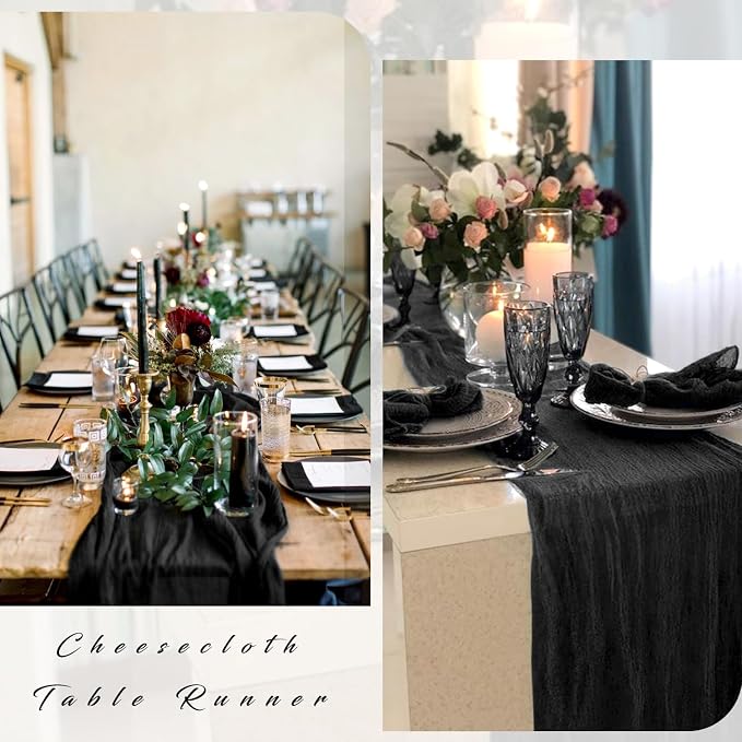 Black Cheesecloth Table Runner 10FT Gauze Fabric Boho Cheese Cloth Table Runner - Image 5