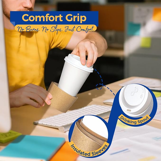 Fit Meal Prep 50 Pack 10 oz Disposable Coffee Cups - Image 3