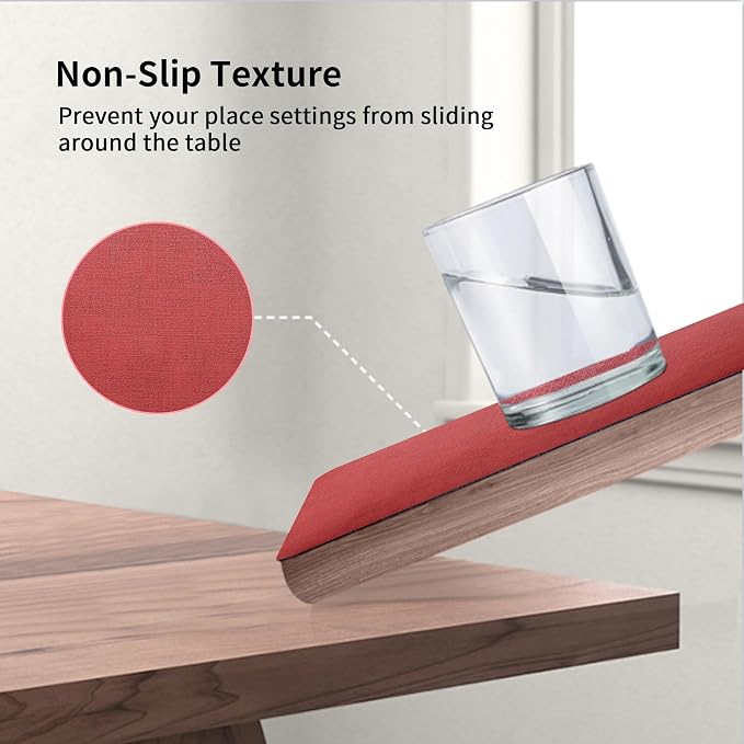 Maxpearl Faux Leather Placemats Set of 4, Retro Red | Waterproof - Image 3
