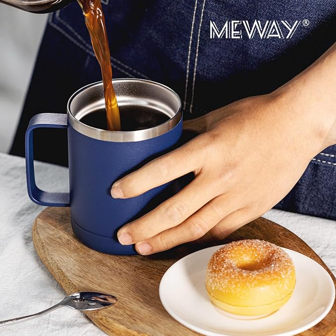MEWAY 12oz Coffee Mug With Handle 2 Pack Bulk, Stainless Steel Insulated Travel - Image 6