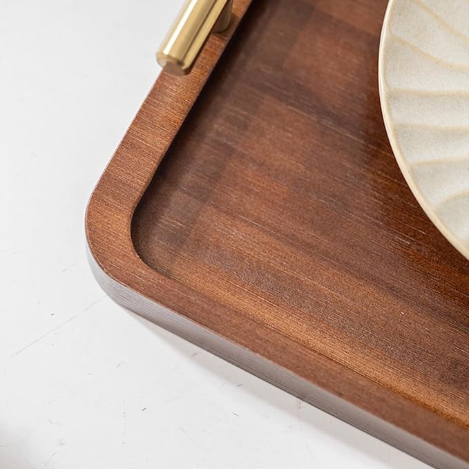 Bamboo Serving Tray with Gold Handles, Large | Food Tray - Image 4