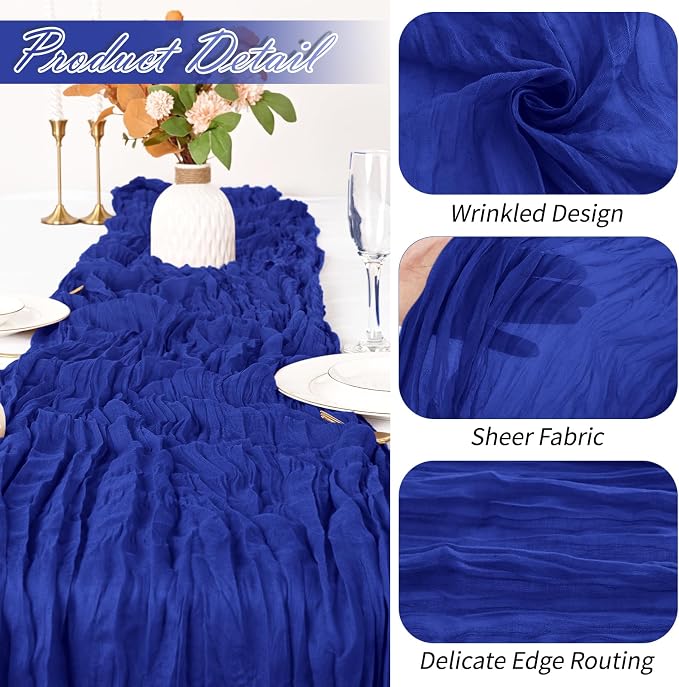 15 Pack Royal Blue Cheesecloth Table Runner 17 x 108 inch Cheese Cloth Table - Image 3