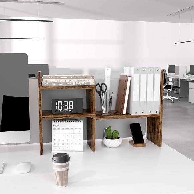 Jerry & Maggie Adjustable Wood Desktop Display Shelf Natural Wood Tone | Wooden - Image 7