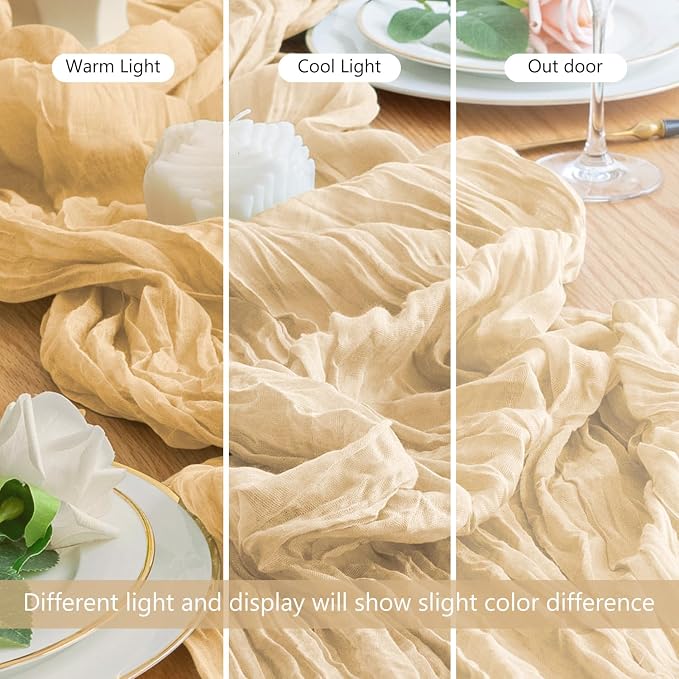 Cheesecloth Table Runner Sand 10FT Boho Gauze Runner, 6 Pack | 120 Inch Cheese - Image 8