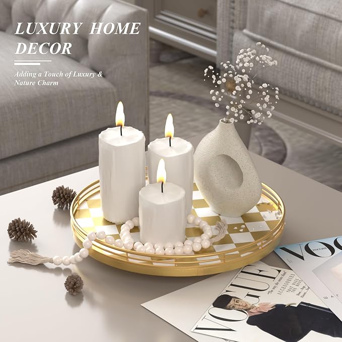AMH 12-Inch Gold and White Checkerboard Lazy Susan - Image 2