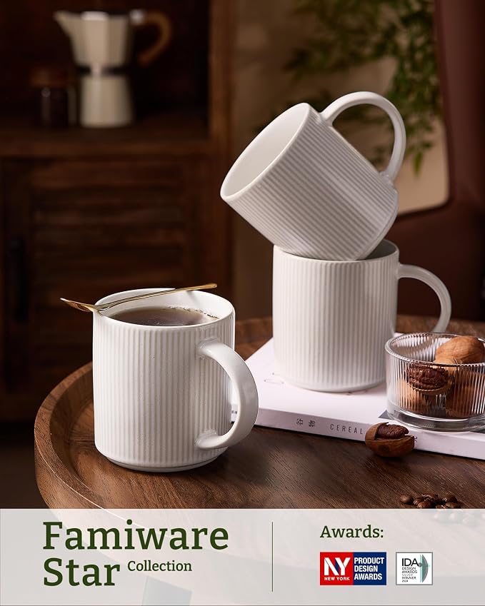 famiware Coffee Mug Set for 6, Star 16 oz Catering Mugs Cup Set - Image 4