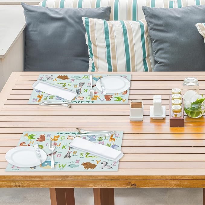 Animal Alphabet Placemats Set of 4, Toddler Placemats - Image 4