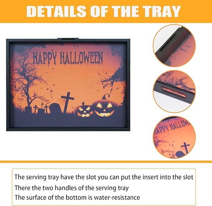 Krismax Halloween Decorations Decorative Serving Trays and Platters Pumpkin Tray - Image 2
