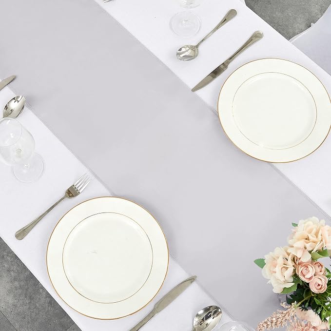 10-Pack Silver Satin Table Runner 12 x 108 Inch Long Bright and Smooth Silk - Image 5
