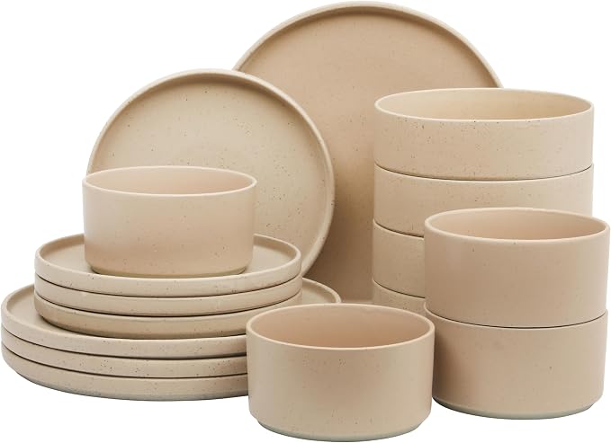Gibson Elite Tatum Premium Porcelain Matte Reactive Glaze 16-Piece Plates and by GibsonHomewares