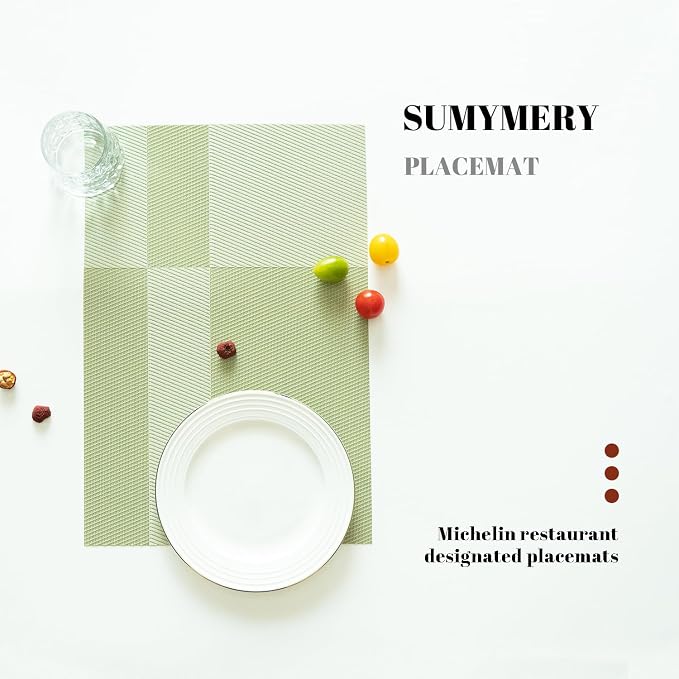 Placemats Set of 8 Vinyl/Plastic Woven Place Mats - Image 5