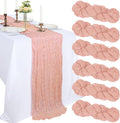 6 Pack 10Ft Blush Pink Cheesecloth Table Runner 23 x 120 Inch | Gauze Rustic by CKIKU
