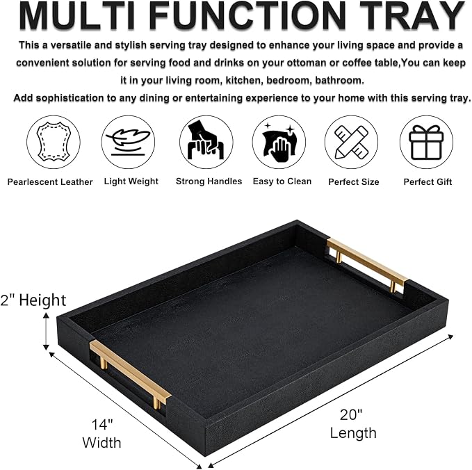 Black Faux Leather Large Square Tray - Image 4