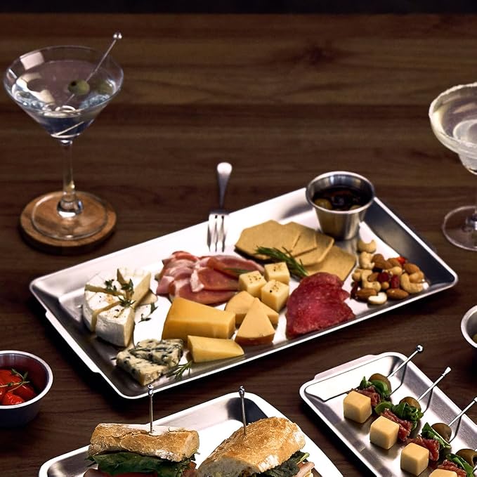 Wagensteiger SUS304 Stainless Steel Serving Platters, Rectangle Metal Dinner - Image 4