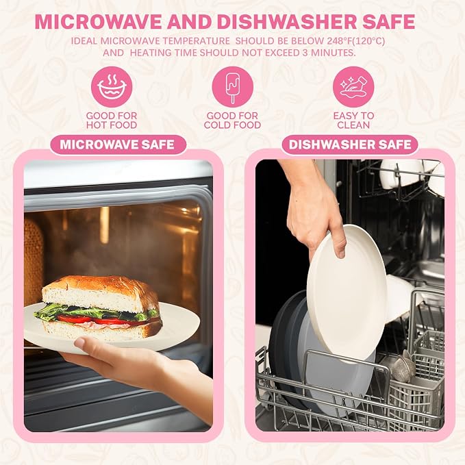 Premium Wheat Straw Dinner Plates, Reusable 8 PCS Unbreakable Plates 10 inch - Image 5