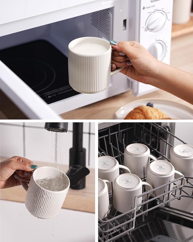 famiware Coffee Mug Set for 6, Star 12 oz Catering Mugs Cup Set - Image 3