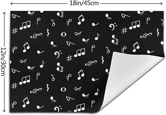 Music Notes Placemats Set of 4 Musicial Lover Dining Table Mats Washable Black - Image 4