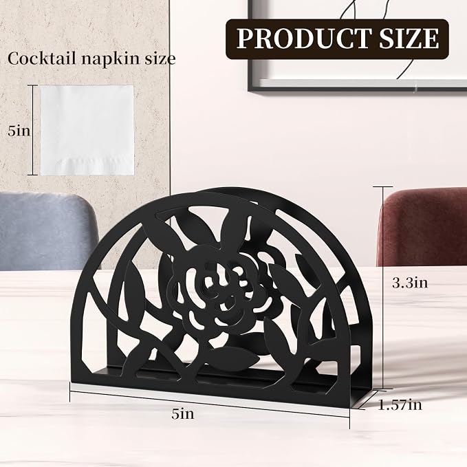 Epicano Napkin Holder for Table, Metal Rose Standing Napkin Holderfor Kitchen - Image 2