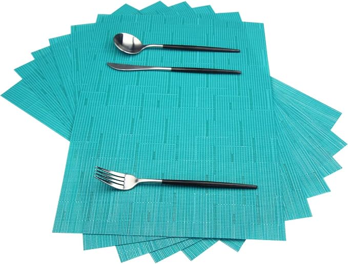 PIGCHCY Placemats, Washable Durable Vinyl Woven Table Mats, Elegant Heat - Image 9