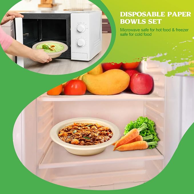 greensight 12oz Small Paper Bowls Disposable, 50 Pack Compostable Bagasse | - Image 5