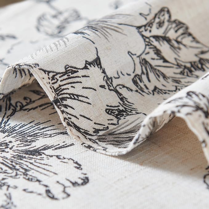 JINCHAN Alice Linen Floral Placemats Set of 4 Farmhouse 13x19 Inch Black | - Image 5