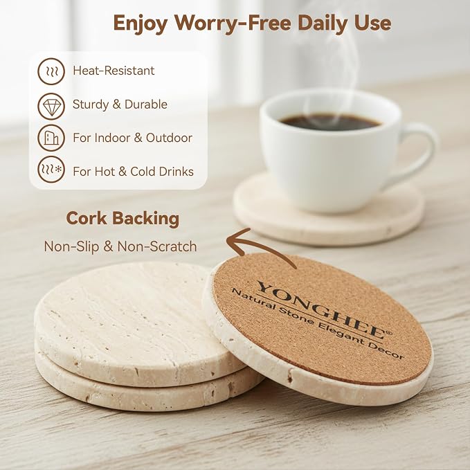 Italy Travertine Coasters Set of 5 - Image 5