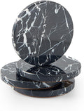 Natural Marble Coaster Set of 4.Round Drinks Coasters, Non-Ceramic/Non-Resin | by STAVORAE
