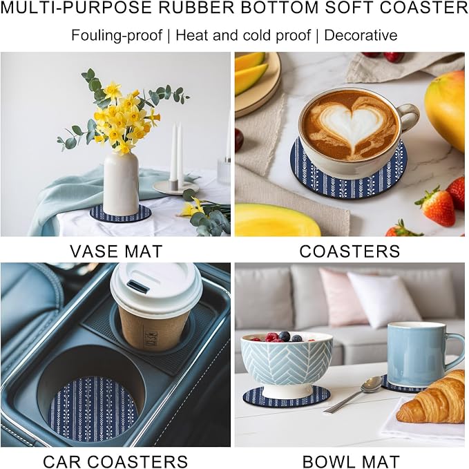 Vintage Striped Coasters Set of 6, Absorbent Coasters - Image 6