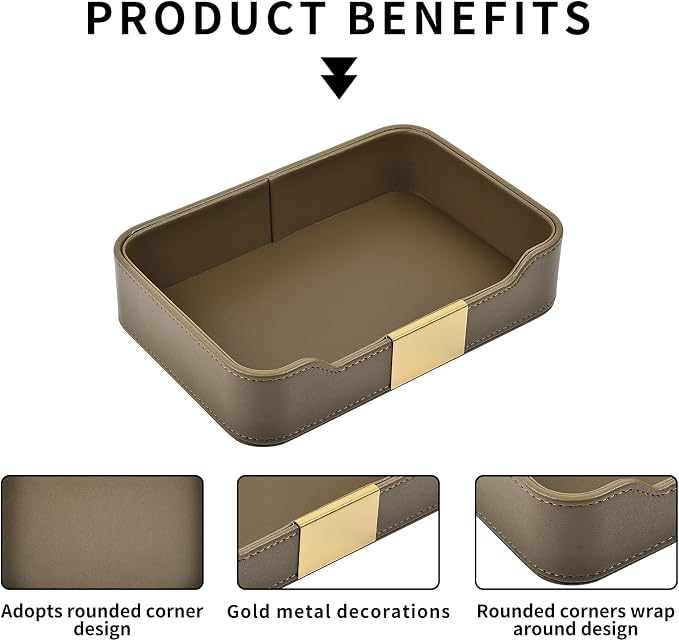 Luxury Leather Valet Tray Desktop Storage Organizer, Bedside Vanity Catchall - Image 8