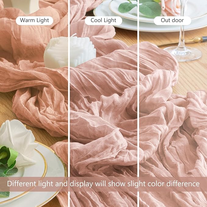 Cheesecloth Table Runner Dusty Pink 10FT Boho Gauze, 12 Pack | 120 Inch Cheese - Image 8