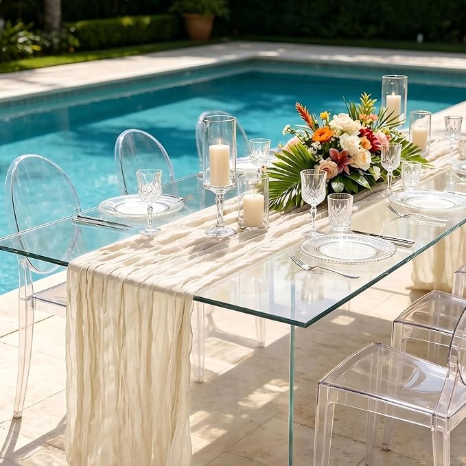 10 Pack Ivory Cheesecloth Table Runner 21 x 120 Inch Boho Gauze Sheer Table - Image 5