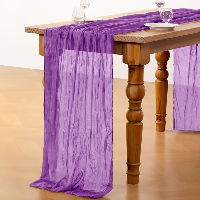 DeZerlor Dark Purple Cheesecloth Table Runner 1 Pack Fall Runner | 120Inch - Image 5